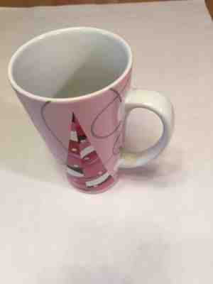 Starbucks Christmas Trees Latte Coffee Mug Pink White Silver Black 16 Oz 2004 - Sold on eBay Oct, 25th 2018 for $5.00