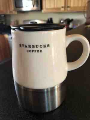 Starbucks Coffee Ceramic Stainless Travel Mug 2004 Lid White Urban Desk 14oz - Sold on eBay Oct, 25th 2018 for $20.00