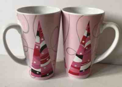 STARBUCKS 2004 SET OF 2 HOLIDAY CHRISTMAS TALL COFFEE MUGS 16 OZ TREES - Sold on eBay Oct, 21st 2018 for $14.00