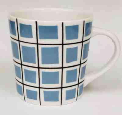 Starbucks Coffee 2004 Blue Square Black Grid Coffee Tea Cappuccino Mug Cup - Sold on eBay Oct, 20th 2018 for $15.00