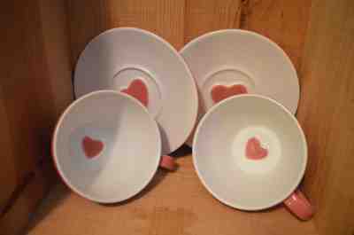 STARBUCKS (2) PINK HEART VALENTINE OVERSIZE JUMBO MUG CUP & SAUCER SET 12oz 2005 - Sold on eBay Nov, 10th 2018 for $19.99