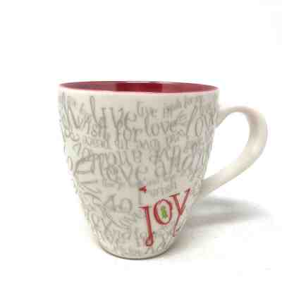 Starbucks Coffee JOY Mug Holiday Red Interior White Christmas 14 oz Tea Cup 2005 - Sold on eBay Nov, 9th 2018 for $13.95
