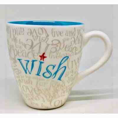 Starbucks Coffee 2005 WISH MUG White w/ Blue Interior Inside 12 oz (retired) - Sold on eBay Nov, 6th 2018 for $16.78