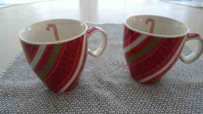 2 STARBUCKS COFFEE Cup MUG red CHRISTMAS 2005 STRIPED RIBBON CANDY CANE 12 OZ   - Sold on eBay Nov, 6th 2018 for $16.99