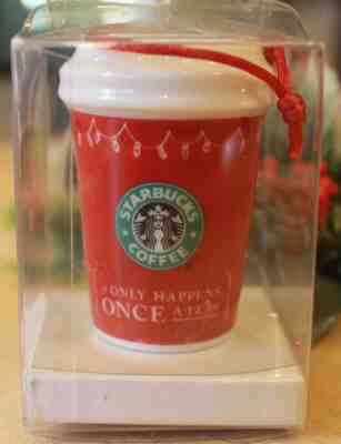 STARBUCKS 2005 "ONLY HAPPENS ONCE A YEAR" TRAVEL MUG ORNAMENT*NEW IN PKG*RARE - Sold on eBay Nov, 3rd 2018 for $10.99