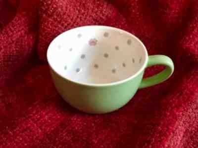 Starbucks Coffee Latte Mug 2005 lime green  Grey Polka Dots Pink Flower - Sold on eBay Nov, 3rd 2018 for $5.95