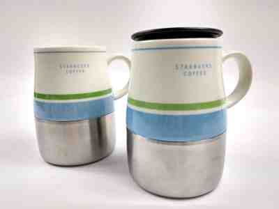 Starbucks 2005 Urban Desk Ceramic Stainless Steel 14oz Coffee Mug Cup Set of 2  - Sold on eBay Oct, 22nd 2018 for $25.00