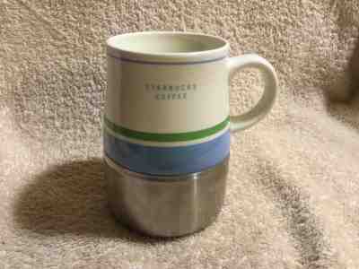 Starbucks Coffee Tea Mug 2005 Heavy Metal Bottom Travel Cup Very Nice Striped - Sold on eBay Oct, 12th 2018 for $7.00