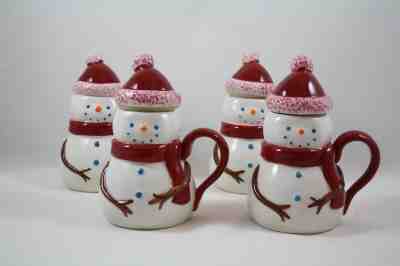 Lot of Four Starbucks Holiday Snowman Mugs With Lids, 2006 - Sold on eBay Nov, 17th 2018 for $34.99