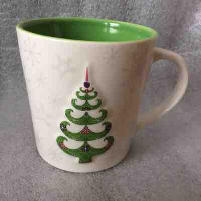 Starbucks 2006 Christmas Tree Mug Holiday Green Embossed Silver Snowflakes 17oz - Sold on eBay Nov, 15th 2018 for $9.95