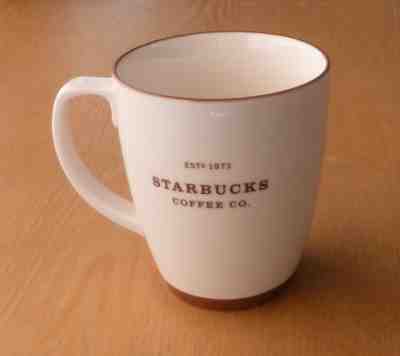 2006 Starbucks Coffee Mug Cup White Cream w/ Brown Trim 18 oz  - Sold on eBay Nov, 15th 2018 for $9.99