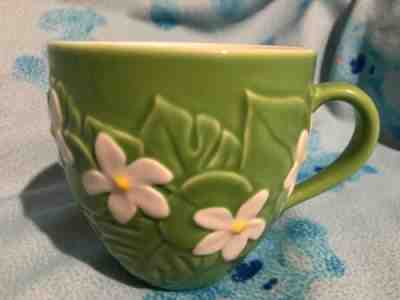 STARBUCKS COFFEE GREEN WHITE FLOWER 16 Oz COFFEE MUG 2006  NEW CONDITION - Sold on eBay Nov, 15th 2018 for $20.00