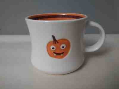 Starbucks Halloween Pumpkin Mug with Fangs 2006 Coffee Cup White Orange Embossed - Sold on eBay Nov, 15th 2018 for $9.99