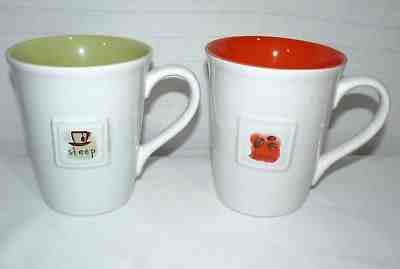 STARBUCKS PAIR SET OF 2 14 OZ COFFEE MUGS 2006 2007 BEAN STEEP - Sold on eBay Nov, 13th 2018 for $32.49