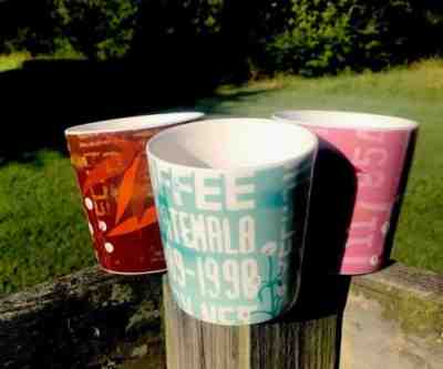 Lot (3) 2006 Starbucks “PRODUCT OF GUATEMALA" 16oz Mug  Turquoise Pink Brown - Sold on eBay Nov, 12th 2018 for $14.99
