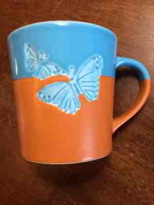 Starbucks Mug Cup 2006 Butterflies Blue Turquoise Orange 17 oz - Sold on eBay Nov, 12th 2018 for $8.00