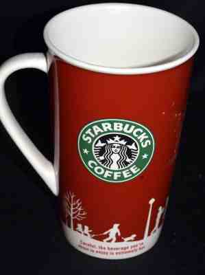 Starbucks Tall Mug Coffee Holiday 2006 Red 16 Oz. Winter Christmas Ceramic - Sold on eBay Nov, 11th 2018 for $6.99