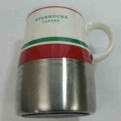 Starbucks 2006 White Green Red Holiday Stainless Steel Coffee Tea Mug Cup - Sold on eBay Nov, 10th 2018 for $14.90