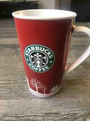 Starbucks Coffee Ceramic Travel Mug Handle 16 oz Red Holiday Christmas 2006 - Sold on eBay Nov, 10th 2018 for $7.99