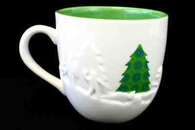Starbucks Holiday 2006 Coffee Mug Cup 16 oz White and Green Embossed Raised Tree - Sold on eBay Nov, 10th 2018 for $9.60