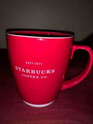 Starbucks 2007 Abbey Christmas Holiday Coffee Mug Cup 18 Oz Red With White base - Sold on eBay Nov, 17th 2018 for $14.99