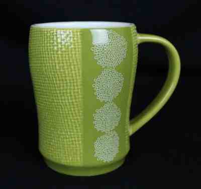 2007 Starbucks Avocado Green Mug Grass Cloth Burlap Texture 3D Weave 12 oz  - Sold on eBay Nov, 17th 2018 for $23.25