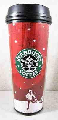 2007 STARBUCKS RED SNOWING HOLIDAY TUMBLER 16oz TRAVEL TO GO COFFEE MUG CUP RARE - Sold on eBay Nov, 17th 2018 for $9.95