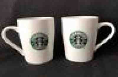 Lot Of (2) 2007 White Starbucks 8oz Ceramic Coffee Mugs Mermaid Siren Logo - Sold on eBay Nov, 17th 2018 for $9.95