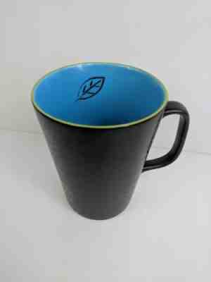 Starbucks Mug Coffee Cup Black Fall Leaf Leaves Blue Interior Green Rim 13 oz - Sold on eBay Nov, 16th 2018 for $10.99