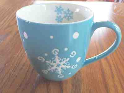 Starbucks Holiday Mug Blue with White Snowflakes Winter Coffee Cup 2007 16 0z - Sold on eBay Nov, 16th 2018 for $7.00