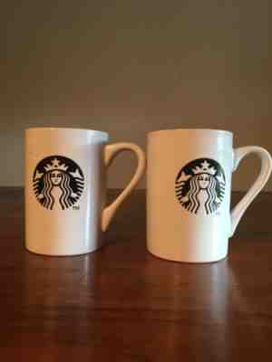 Lot of 2 White Starbucks 10 Ounce Coffee Mug Cup Siren Black Mermaid Logo - Sold on eBay Nov, 15th 2018 for $9.00