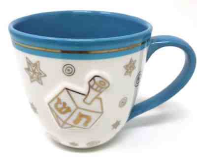 Starbucks 2007 Hanukkah Jewish Dreidel Coffee Mug Cup Blue White & Gold 16 oz - Sold on eBay Nov, 13th 2018 for $9.97