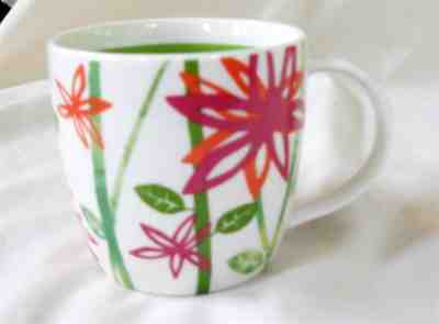 Starbucks Mug Holiday 2007 Floral Pink Orange Green 12 oz - Sold on eBay Nov, 12th 2018 for $5.00