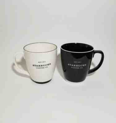  2 STARBUCKS Coffee Mugs Black/White18 oz. 2007 - Sold on eBay Nov, 12th 2018 for $21.00