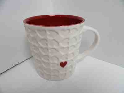 Starbucks Coffee Mug 2007 Valentines Day white Red Heart Embossed 16 oz Love - Sold on eBay Nov, 12th 2018 for $21.99
