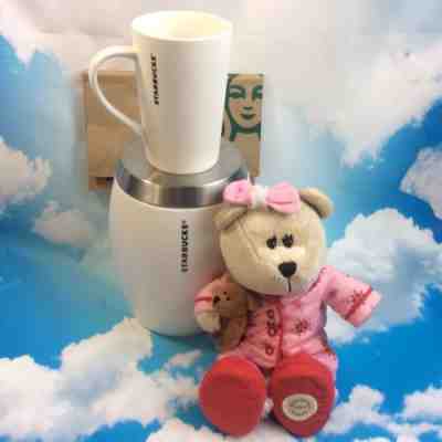 Starbucks Bundle Canister 2011 White Mug Bearista Plush 2007 #69 Pink Pjs 11” - Sold on eBay Nov, 10th 2018 for $28.00