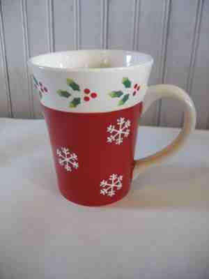 Starbucks Coffee 2007 Holiday 16 oz TALL Mug Red White Holly Snowflakes Cup - Sold on eBay Nov, 10th 2018 for $12.00