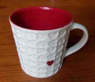 STARBUCKS 2007 Love Valentines Day Mug Embossed /Impressed White Red Heart 16oz - Sold on eBay Nov, 10th 2018 for $16.99