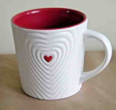 2008 Starbucks White w/Red Heart Coffee Large Mug Cup 16oz - Sold on eBay Nov, 16th 2018 for $9.00