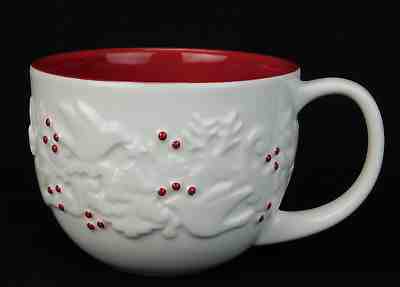 Starbucks 2008  Christmas Coffee Mugs 12 oz Dove Holly Berries Reindeer Tree - Sold on eBay Nov, 16th 2018 for $16.59