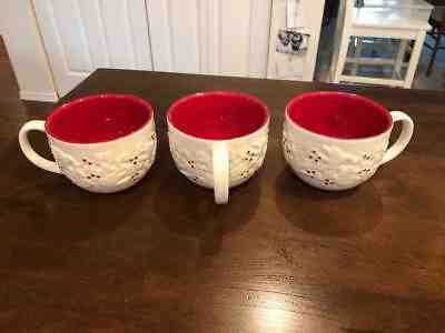 3 New Starbucks Christmas Mugs White Doves Red Holly Berries Deer Tree 2008 12oz - Sold on eBay Nov, 15th 2018 for $59.99