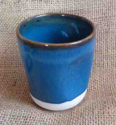 Starbucks Coffee Mug Blue & White Pottery 2008 No Handles Hand Warmer Style 8oz  - Sold on eBay Nov, 13th 2018 for $8.99