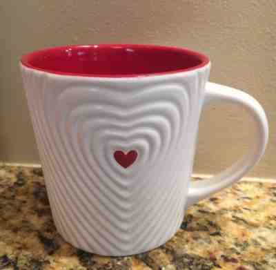 2008 Starbucks Red Heart Love Coffee Mug 3D Embossed Valentines 16 oz - Sold on eBay Nov, 12th 2018 for $20.00