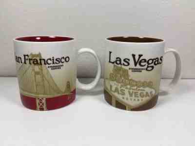 Lot of 2 Starbucks San Francisco Las Vegas Collector Series 16 oz. Mug 2008 - Sold on eBay Nov, 12th 2018 for $39.90