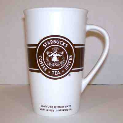 Starbucks 16 Oz Mug Coffee Tea Spices Mermaid Siren 2008 Brown White Tall Cup - Sold on eBay Nov, 12th 2018 for $17.50