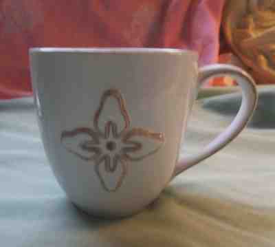 2008 Starbucks Mug White and Tan with Embossed Flower 12fl. oz. - Sold on eBay Nov, 11th 2018 for $6.99