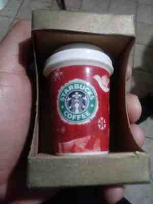STARBUCKS COFFEE 2008 CERAMIC TO GO CUP MUG ORNAMENT MINT UNOPENED 1129472 - Sold on eBay Nov, 9th 2018 for $3.30