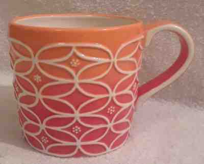 Hand Painted Embossed Mug Starbucks Coffee Cup Orange Ochre 2009 - Sold on eBay Nov, 15th 2018 for $7.50