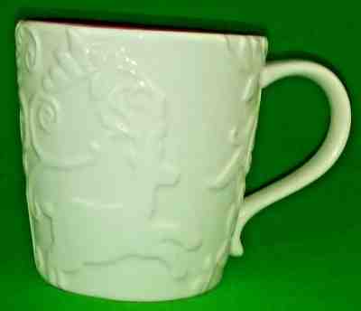 Starbucks Mug Rudolph Reindeer White Red Holiday Christmas Embossed 2009  - Sold on eBay Nov, 14th 2018 for $21.95