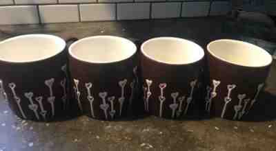 Set 4 Starbucks Mugs Hand Painted Peidra A Main Pour Heart Flowers Spring - Sold on eBay Nov, 14th 2018 for $22.00